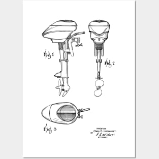 Outboard Motor for Boats Vintage Patent Hand Drawing Posters and Art